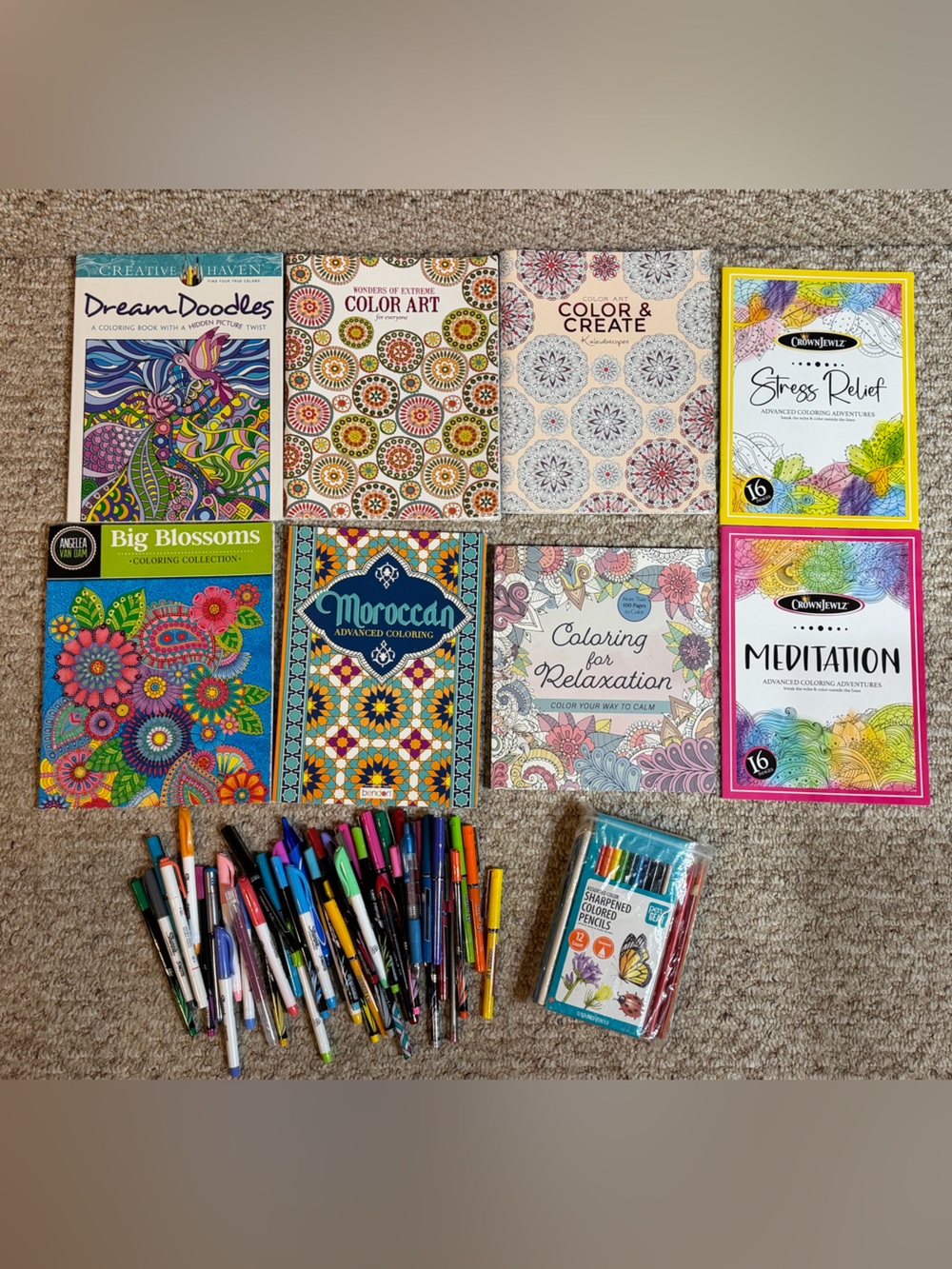 Adult Coloring Book/Colored Pencils & Pens Collection